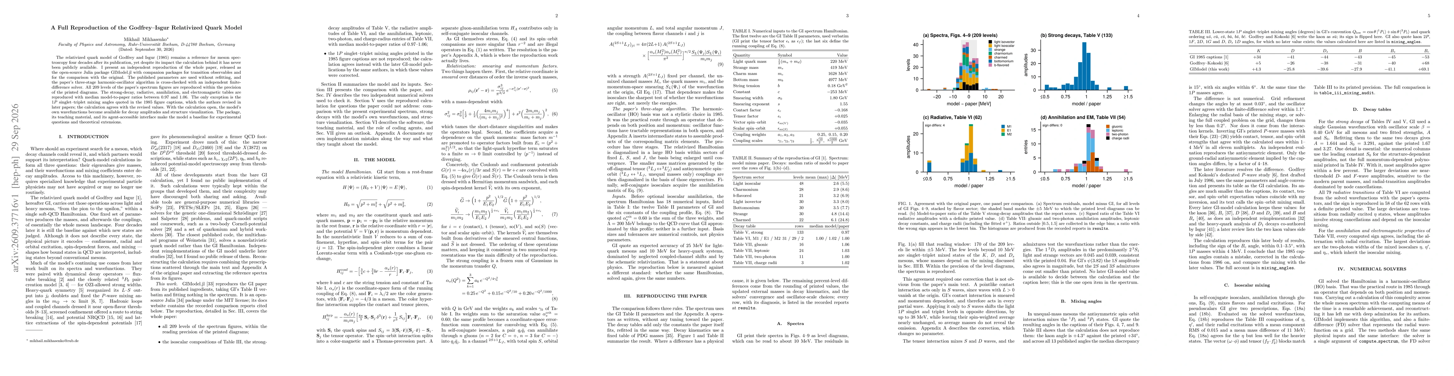 Thumbnail for A Full Reproduction of the Godfrey--Isgur Relativized Quark Model