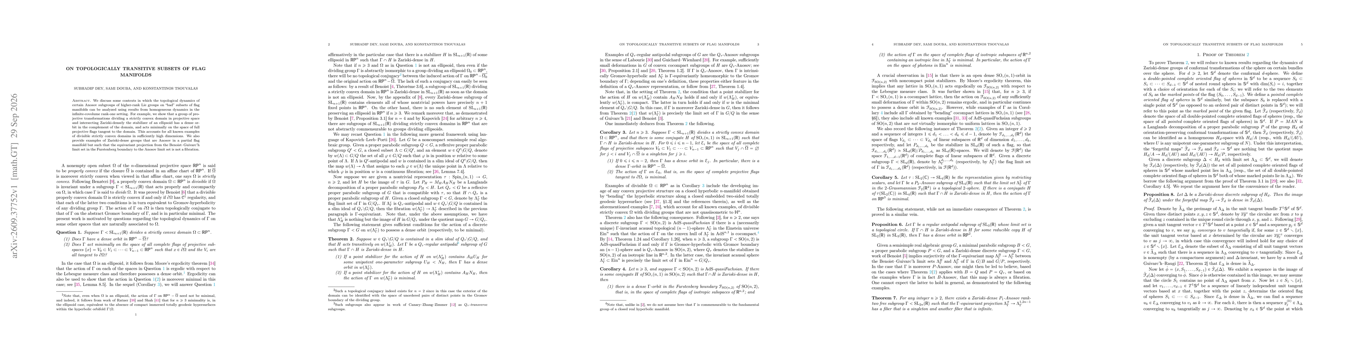 Thumbnail for On topologically transitive subsets of flag manifolds