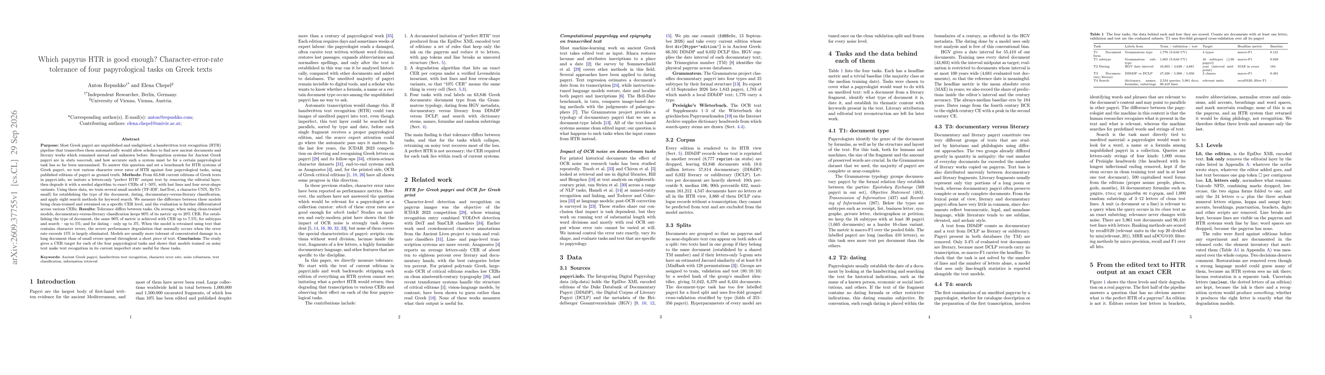 Thumbnail for Which papyrus HTR is good enough? Character-error-rate tolerance of four papyrological tasks on Greek texts