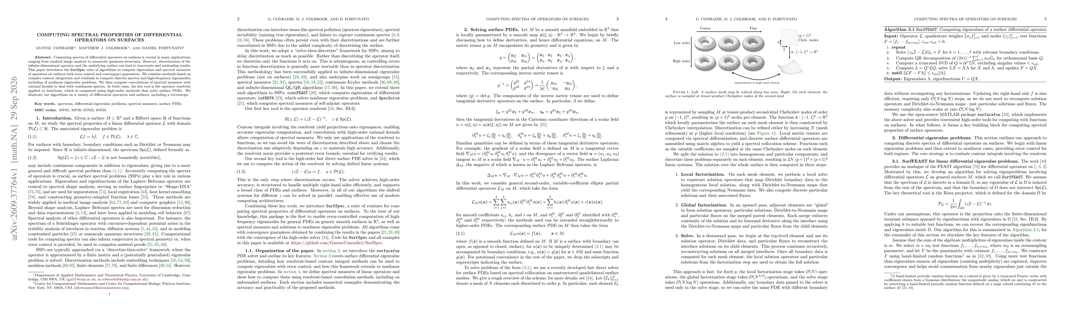Thumbnail for Computing Spectral Properties of Differential Operators on Surfaces