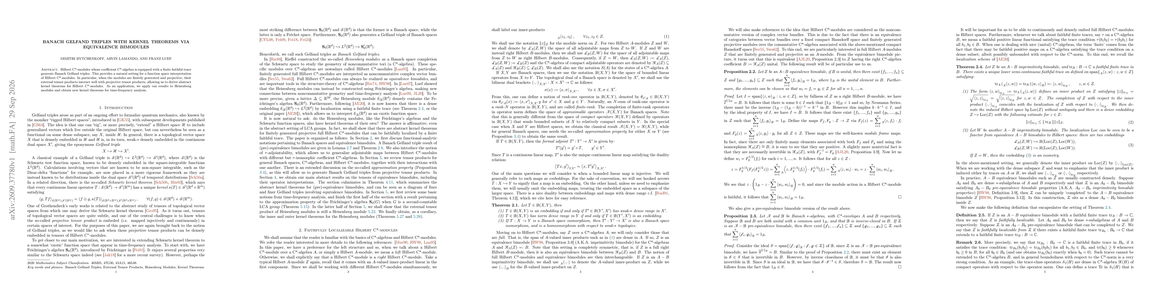 Thumbnail for Banach Gelfand Triples with Kernel Theorems via Equivalence Bimodules