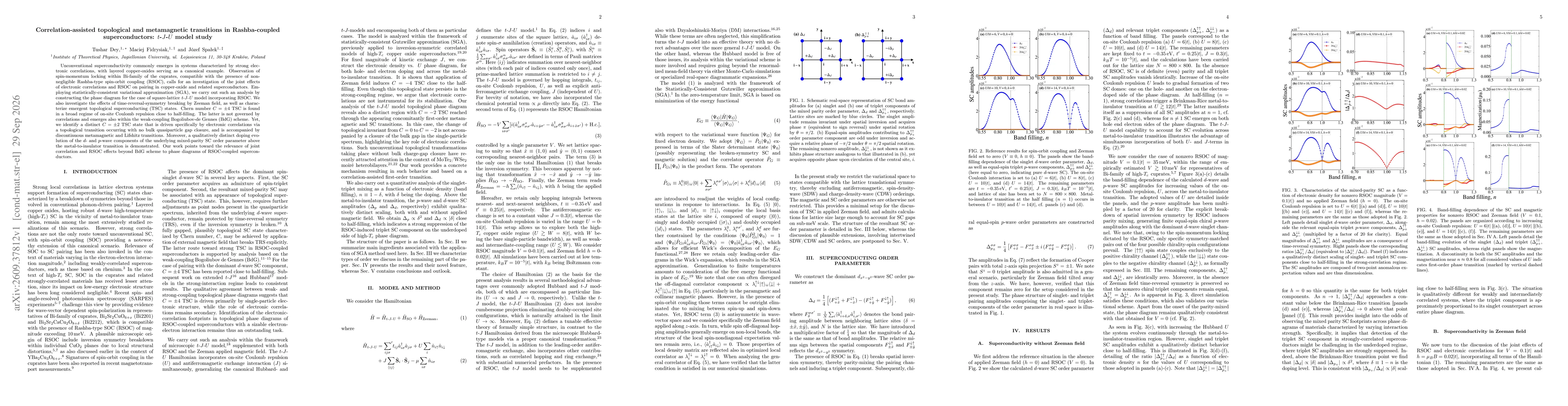 Thumbnail for Correlation-assisted topological and metamagnetic transitions in Rashba-coupled superconductors: $t$-$J$-$U$ model study