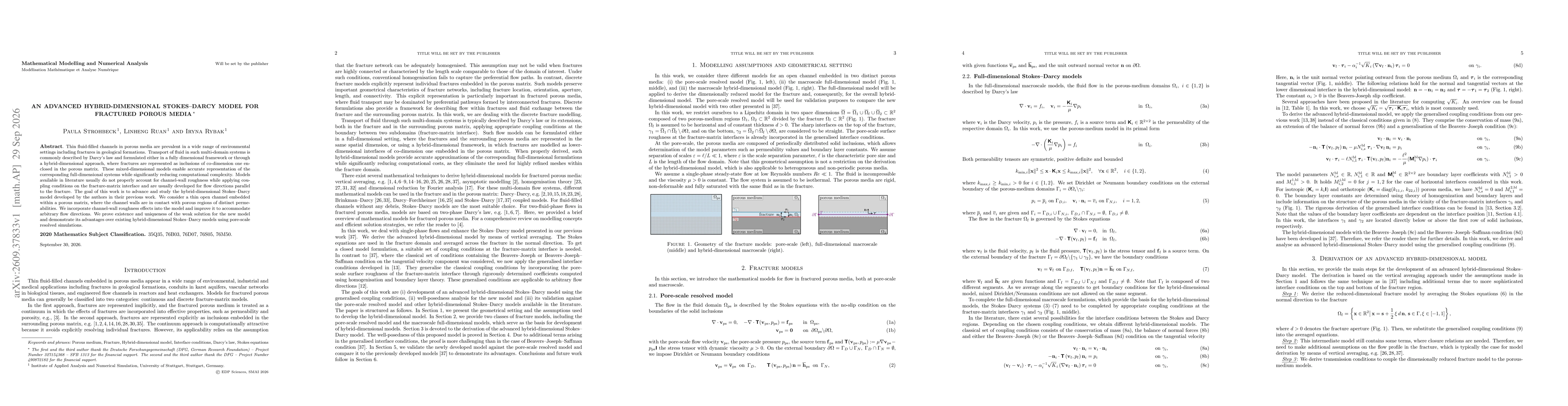 Thumbnail for An advanced hybrid-dimensional Stokes-Darcy model for fractured porous media