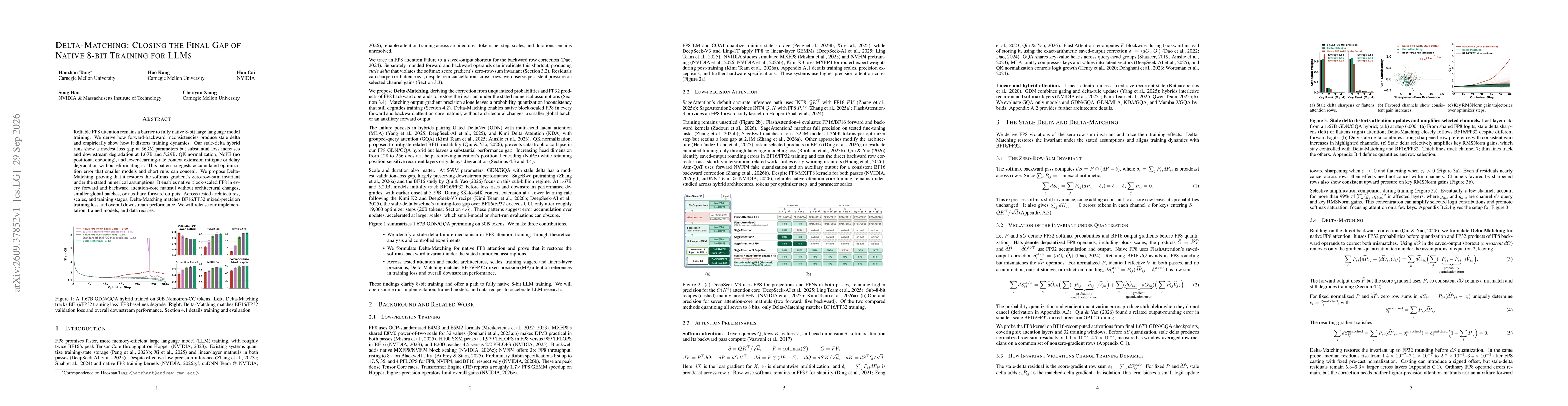 Thumbnail for Delta-Matching: Closing the Final Gap of Native 8-bit Training for LLMs