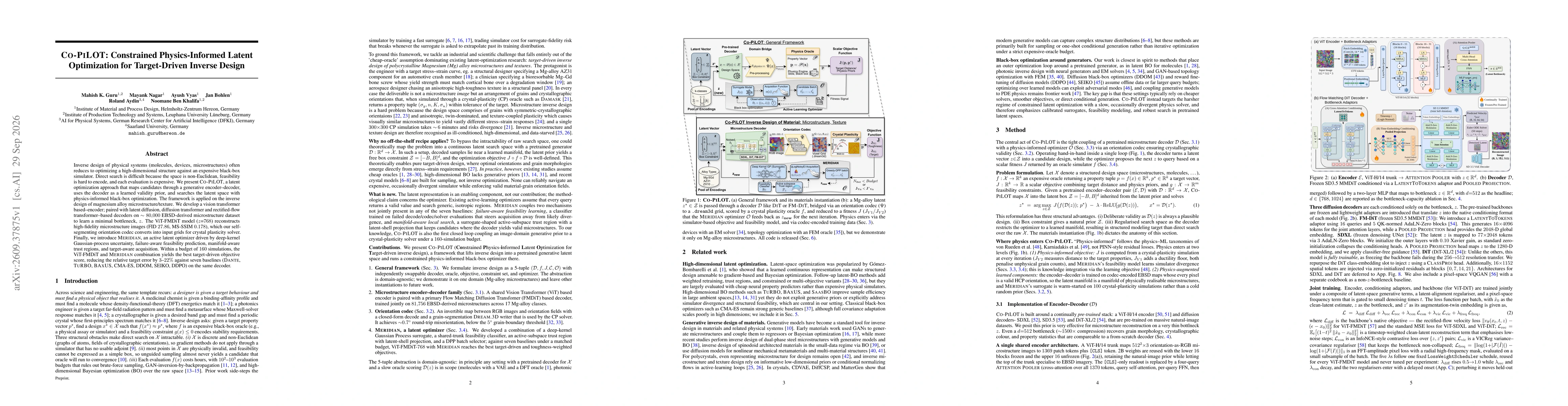 Thumbnail for Co-PiLOT: Constrained Physics-Informed Latent Optimization for Target-Driven Inverse Design