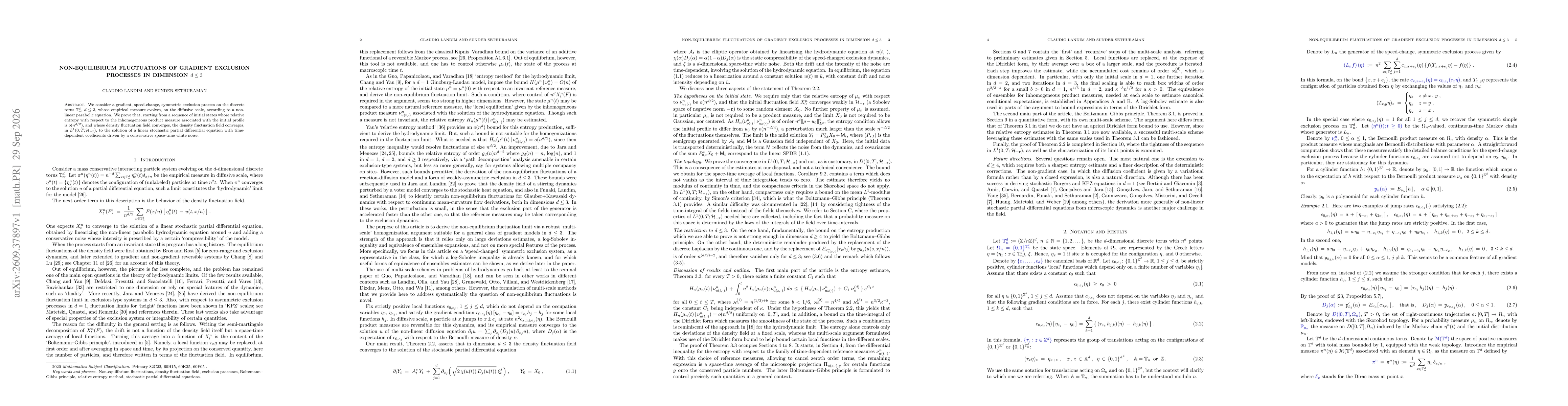 Thumbnail for Non-equilibrium fluctuations of gradient exclusion processes in dimension $d\le 3$