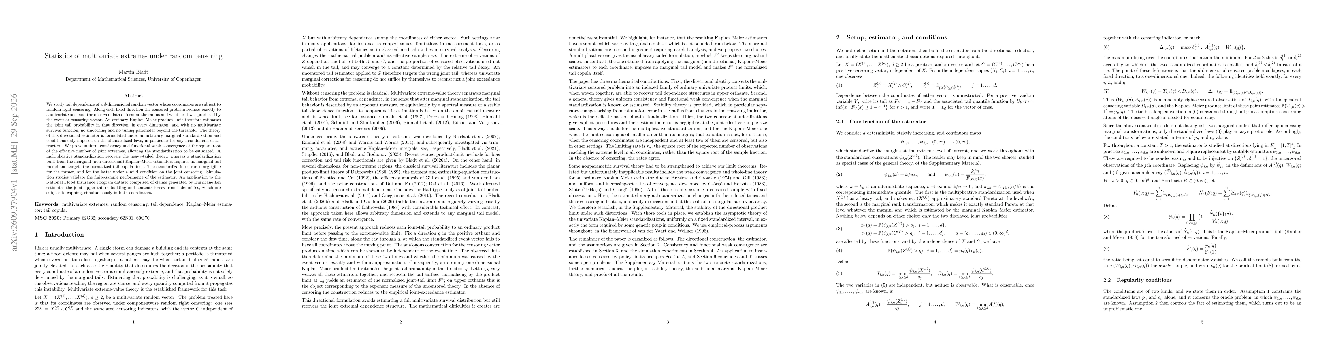 Thumbnail for Statistics of multivariate extremes under random censoring
