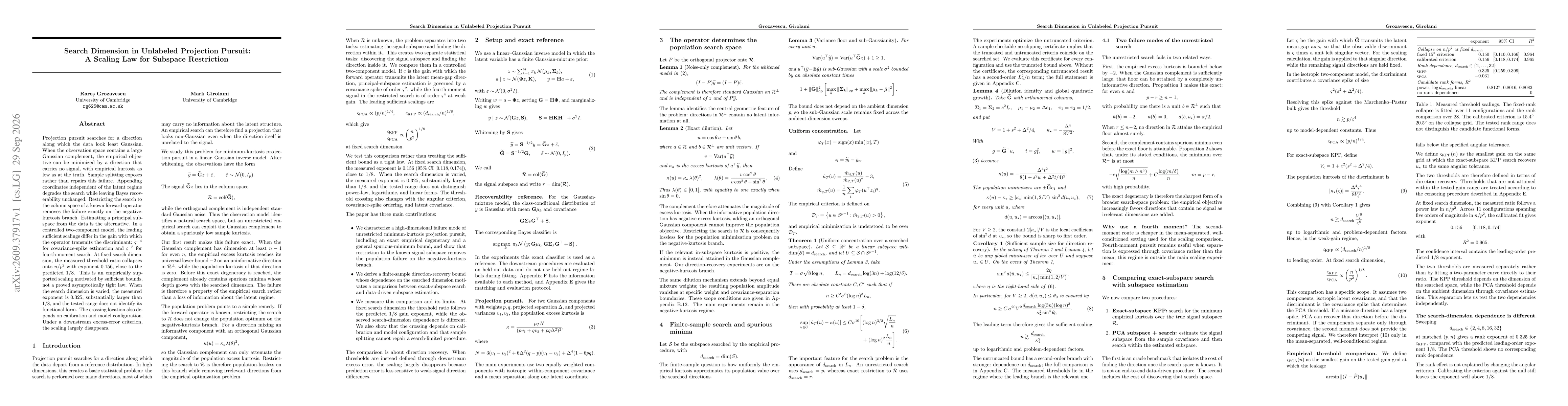 Thumbnail for Search Dimension in Unlabeled Projection Pursuit: A Scaling Law for Subspace Restriction