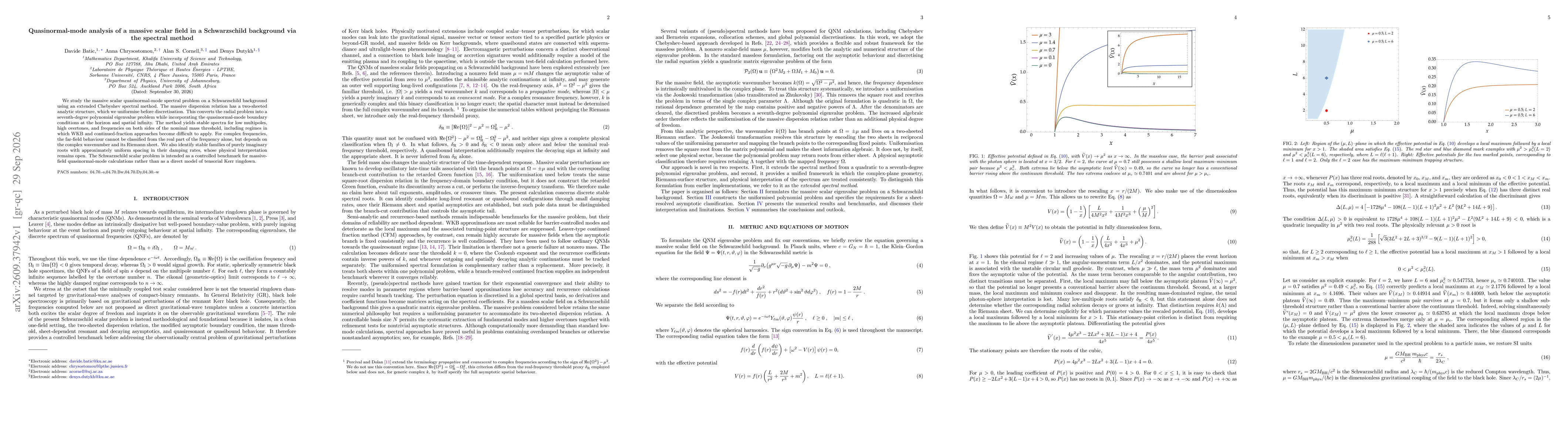 Thumbnail for Quasinormal-mode analysis of a massive scalar field in a Schwarzschild background via the spectral method