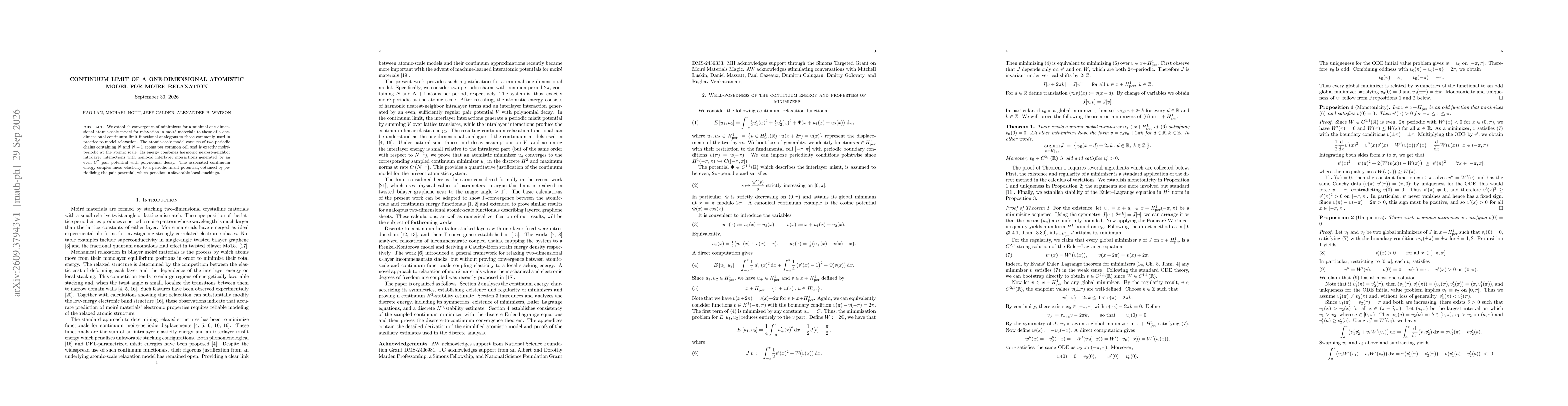 Thumbnail for Continuum Limit for One-Dimensional Moiré Relaxation