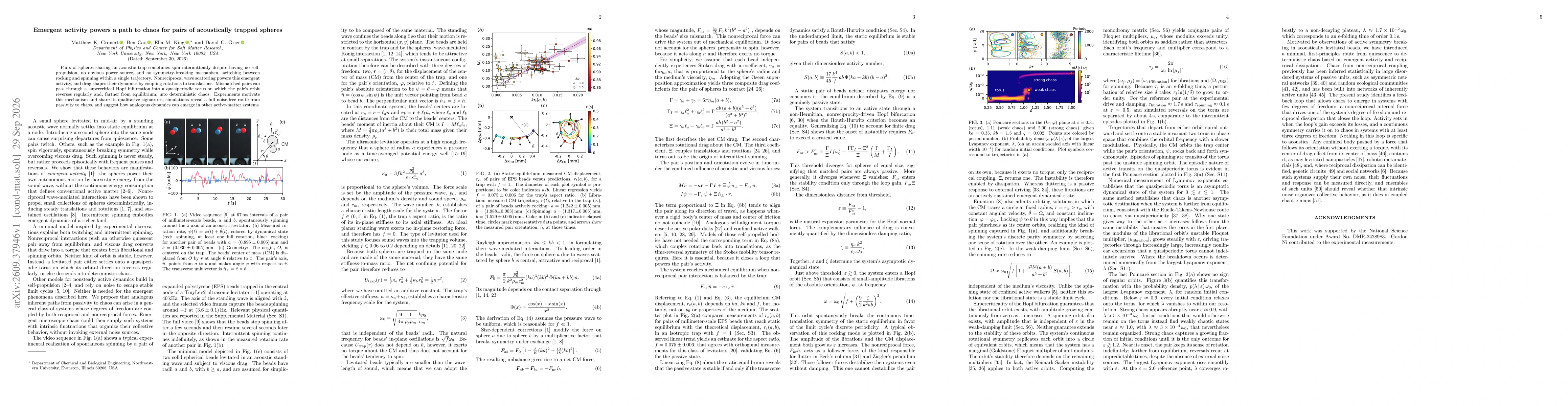 Thumbnail for Emergent activity powers a path to chaos for pairs of acoustically trapped spheres