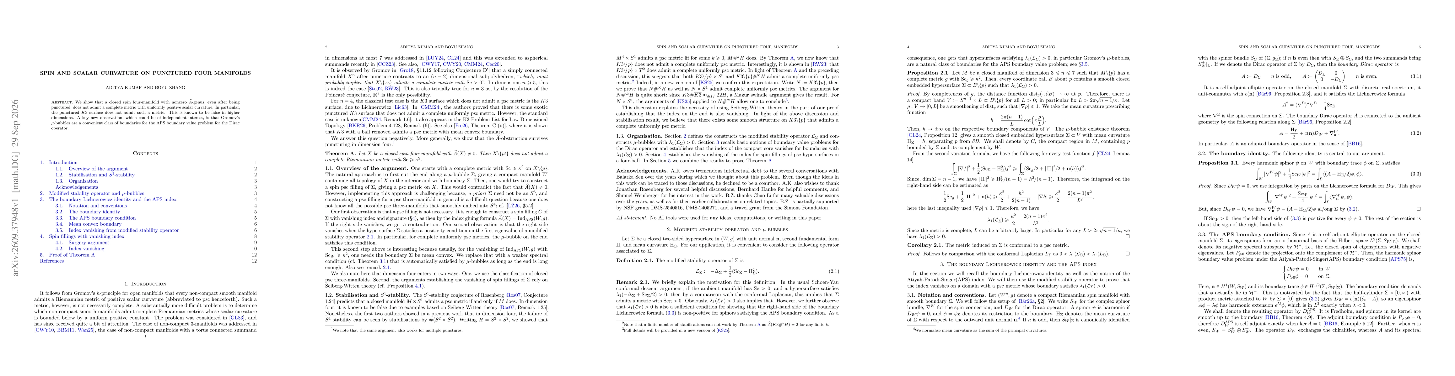 Thumbnail for Spin and scalar curvature on punctured four manifolds