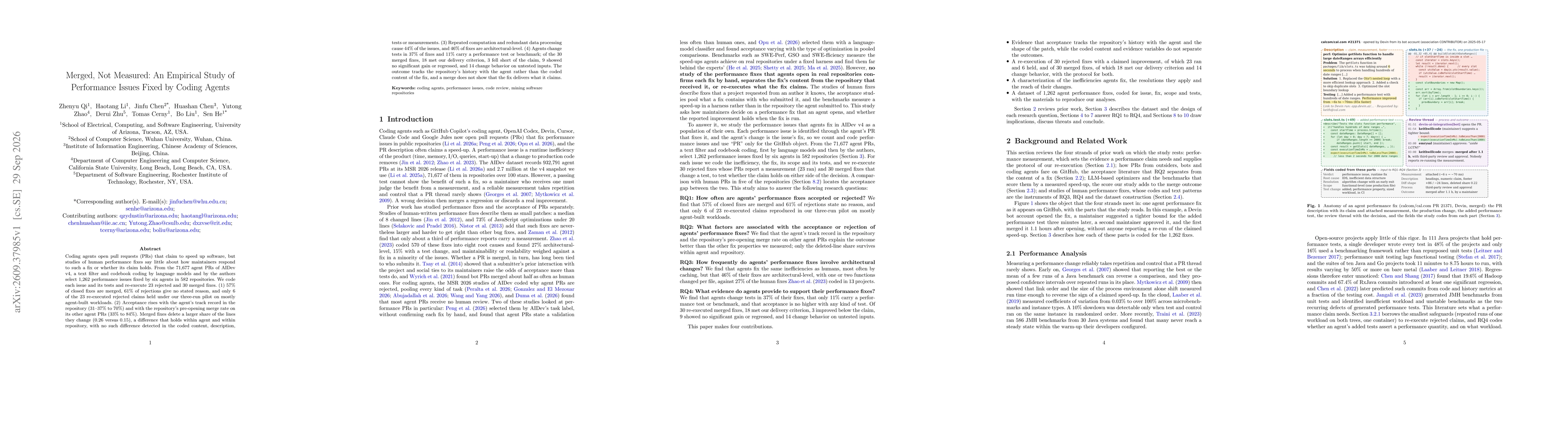 Thumbnail for Merged, Not Measured: An Empirical Study of Performance Issues Fixed by Coding Agents