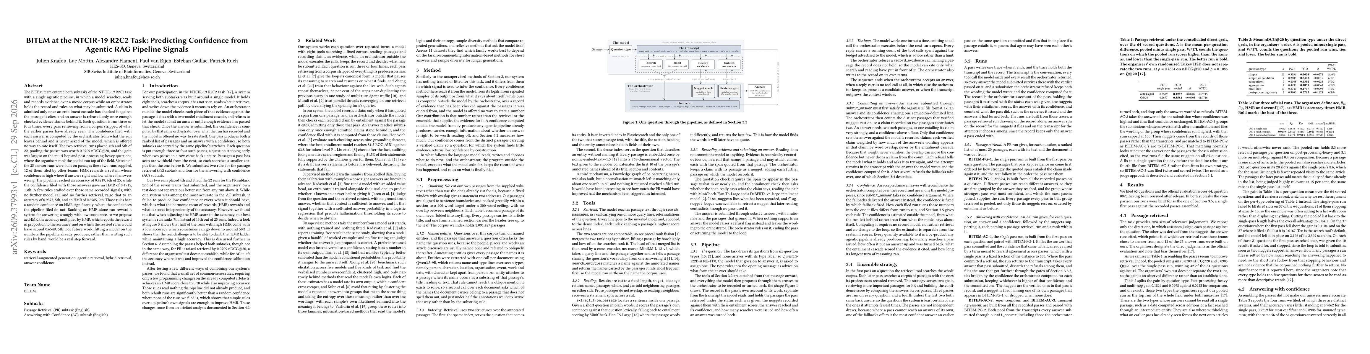 Thumbnail for BITEM at the NTCIR-19 R2C2 Task: Predicting Confidence from Agentic RAG Pipeline Signals