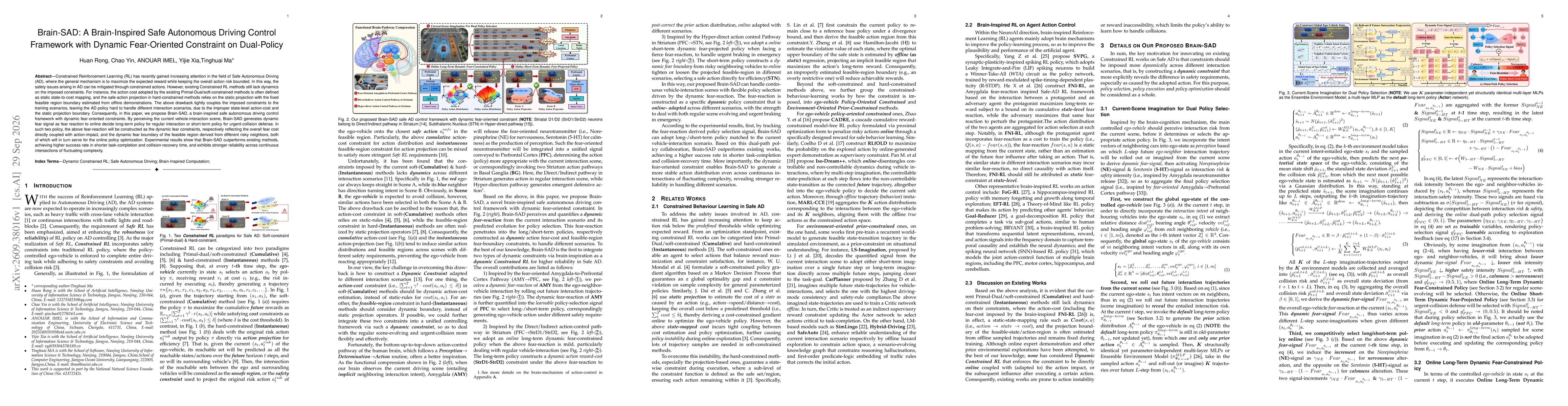 Thumbnail for Brain-SAD: A Brain-Inspired Safe Autonomous Driving Control Framework with Dynamic Fear-Oriented Constraint on Dual-Policy