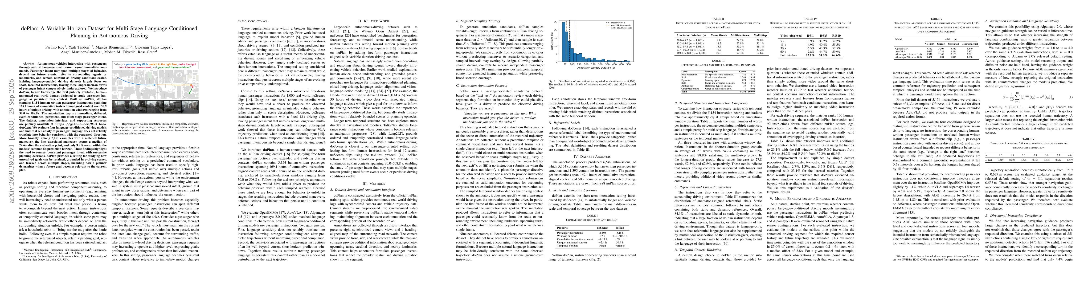 Thumbnail for doPlan: A Variable-Horizon Dataset for Multi-Stage Language-Conditioned Planning in Autonomous Driving