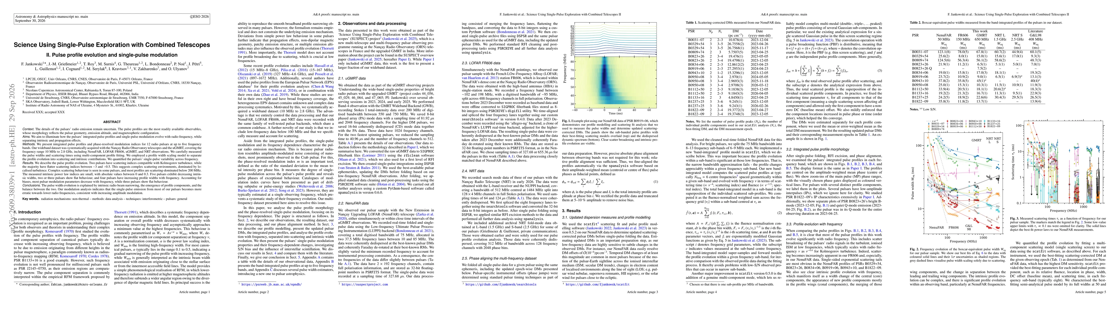 Thumbnail for Science Using Single-Pulse Exploration with Combined Telescopes: II. Pulse profile evolution and single-pulse modulation
