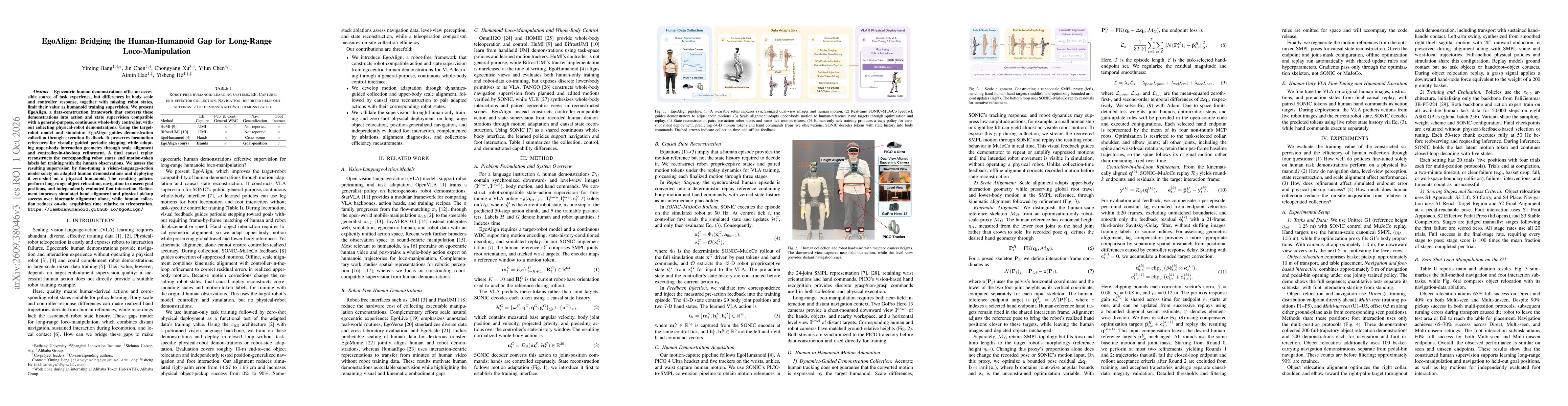 Thumbnail for EgoAlign: Bridging the Human-Humanoid Gap for Long-Range Loco-Manipulation