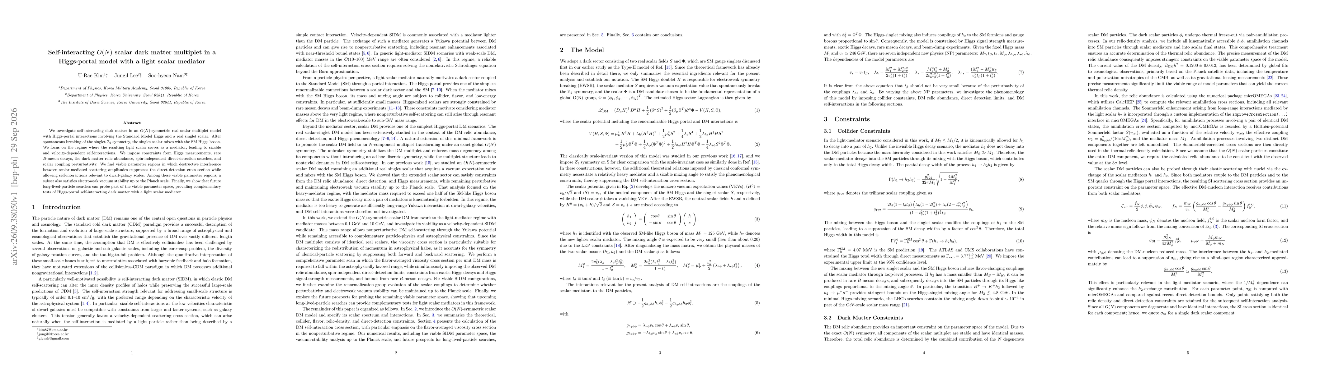 Thumbnail for Self-interacting $O(N)$ scalar dark matter multiplet in a Higgs-portal model with a light scalar mediator