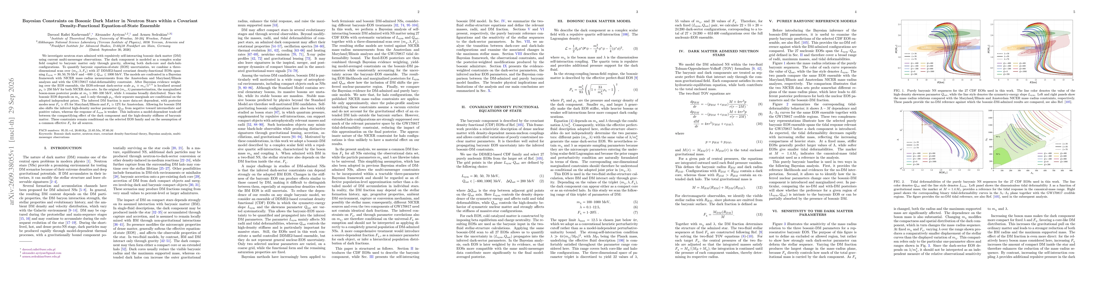 Thumbnail for Bayesian Constraints on Bosonic Dark Matter in Neutron Stars within a Covariant Density-Functional Equation-of-State Ensemble
