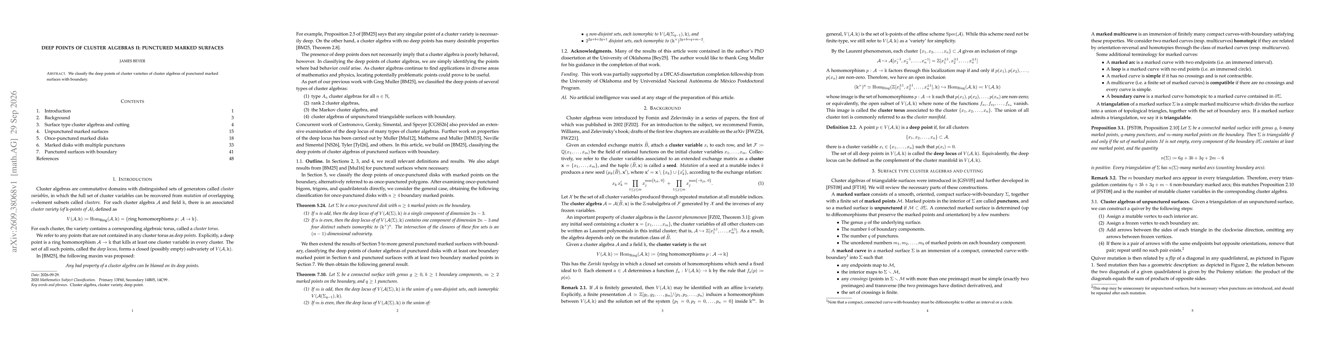 Thumbnail for Deep Points of Cluster Algebras II: Punctured Marked Surfaces