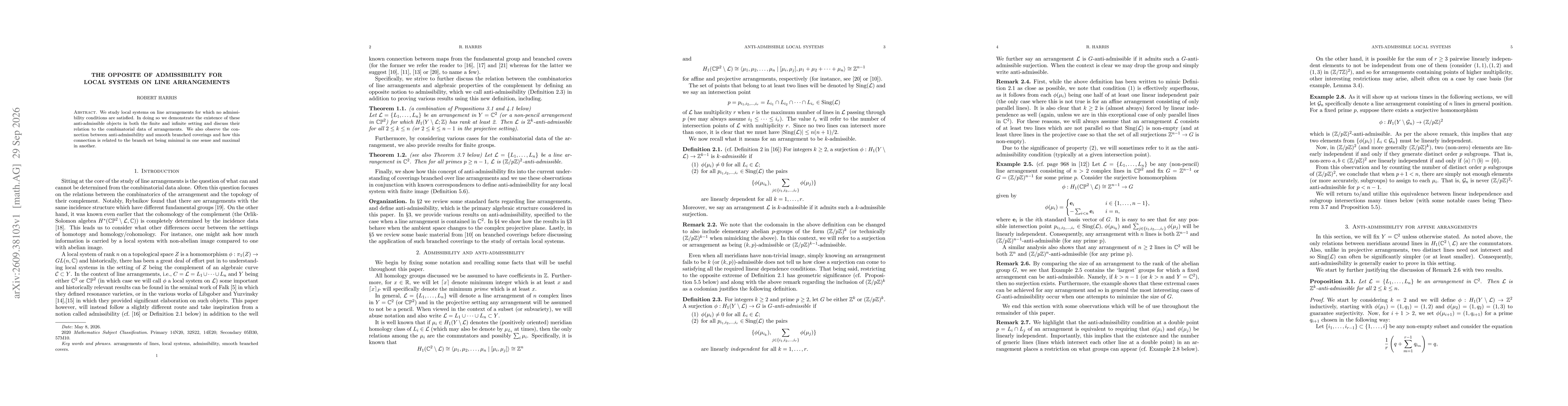 Thumbnail for The opposite of admissibility for local systems on line arrangements