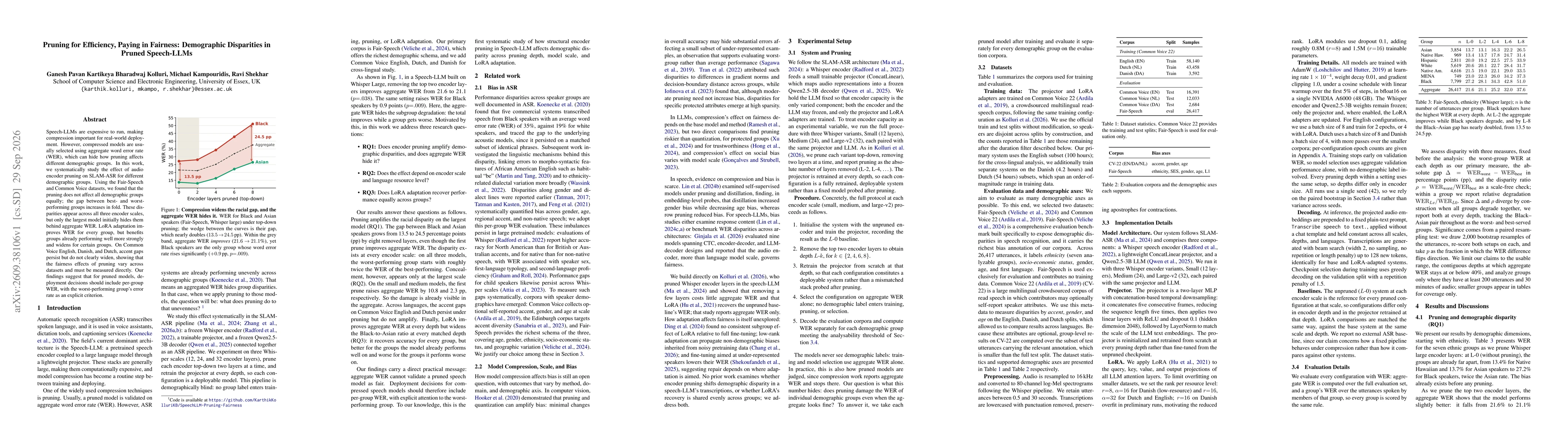 Thumbnail for Pruning for Efficiency, Paying in Fairness: Demographic Disparities in Pruned Speech-LLMs
