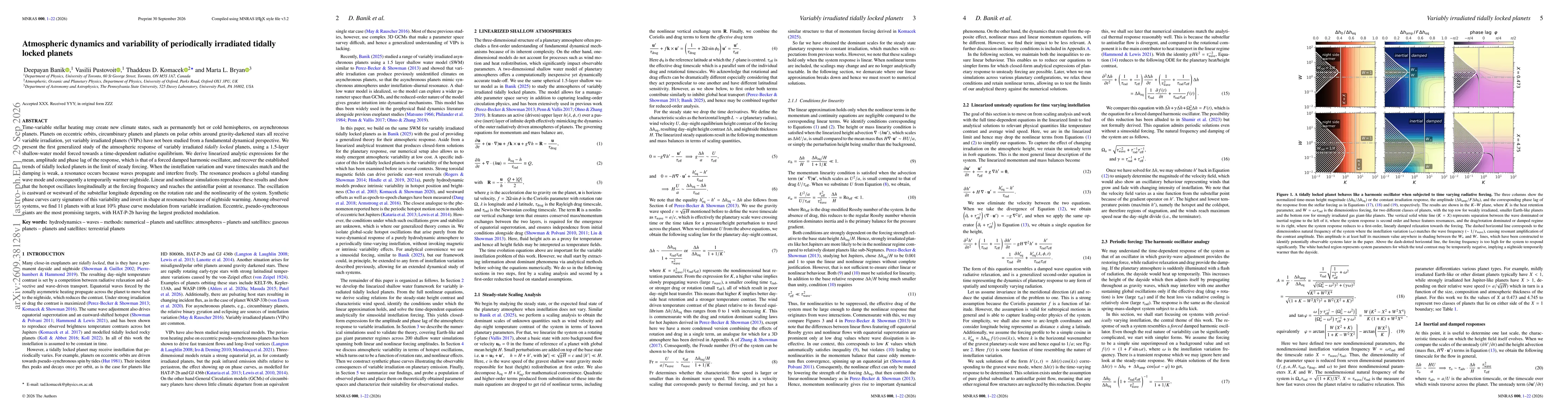 Thumbnail for Atmospheric dynamics and variability of periodically irradiated tidally locked planets