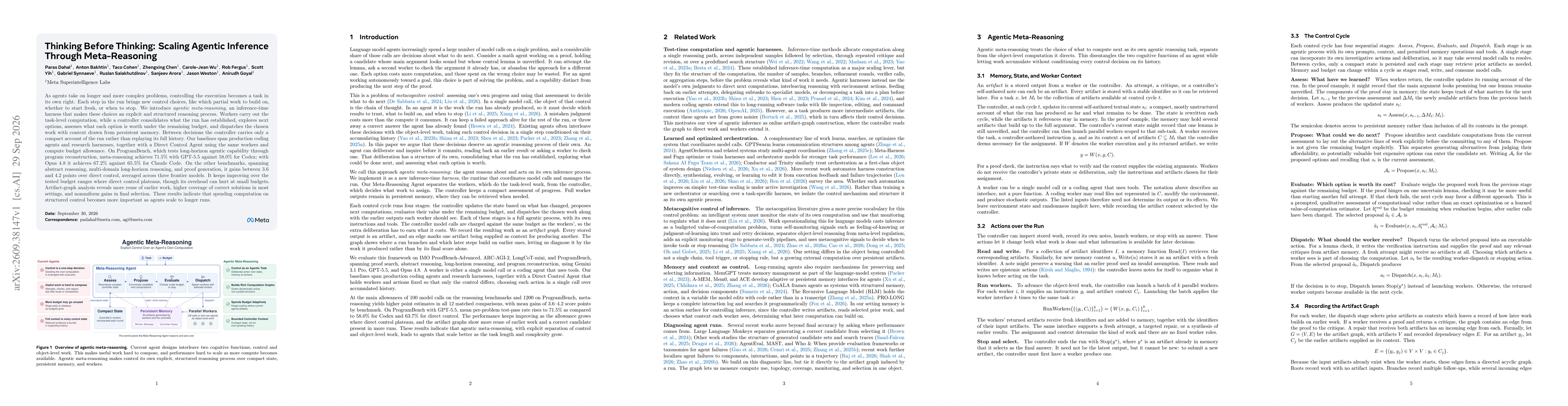Thumbnail for Thinking Before Thinking: Scaling Agentic Inference Through Meta-Reasoning