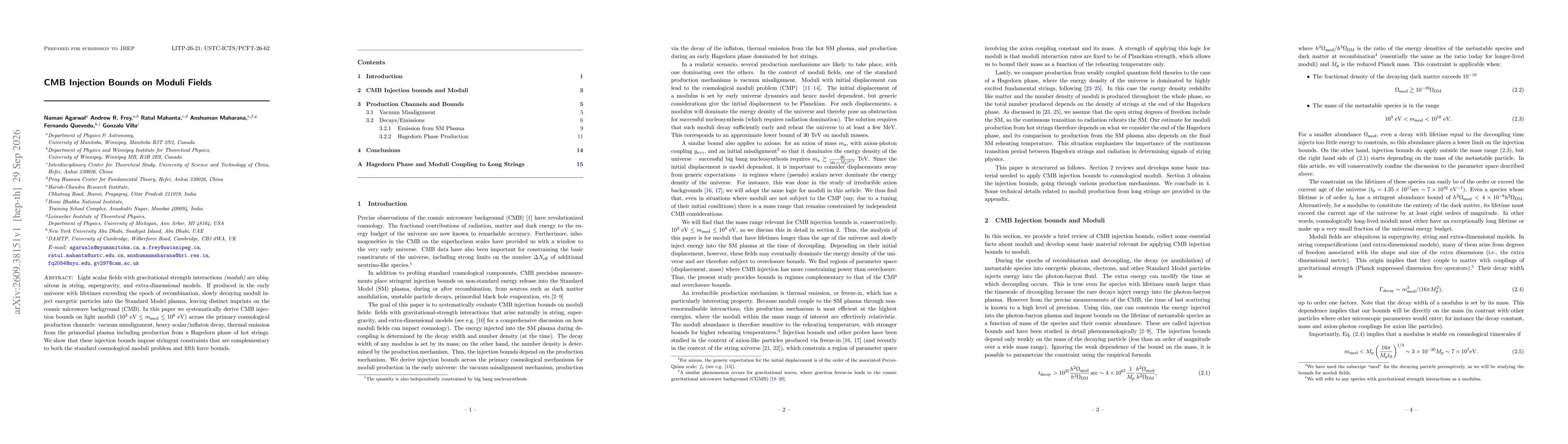 Thumbnail for CMB Injection Bounds on Moduli Fields