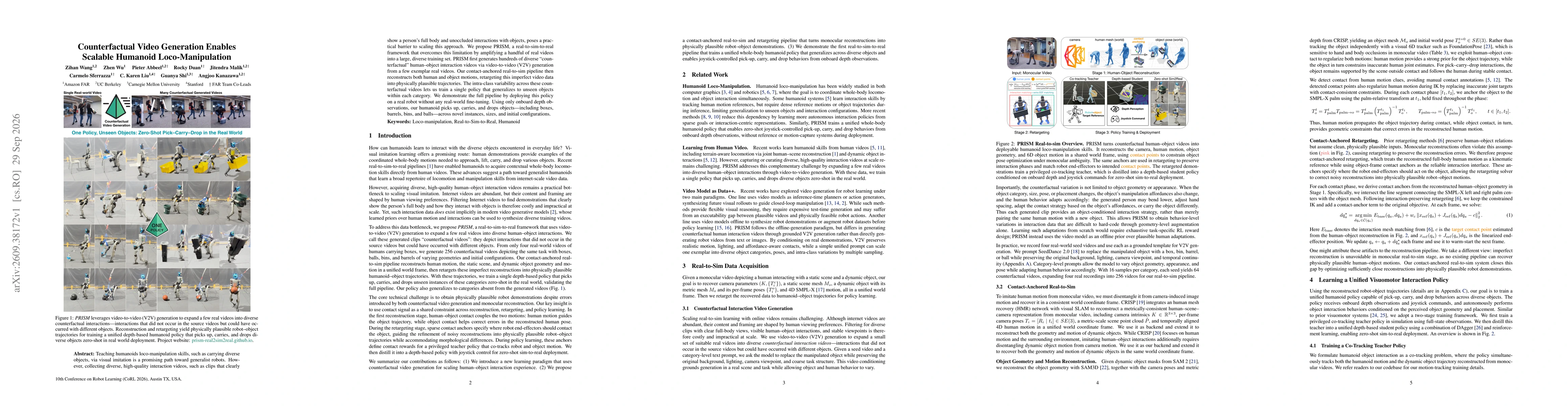 Thumbnail for Counterfactual Video Generation Enables Scalable Humanoid Loco-Manipulation