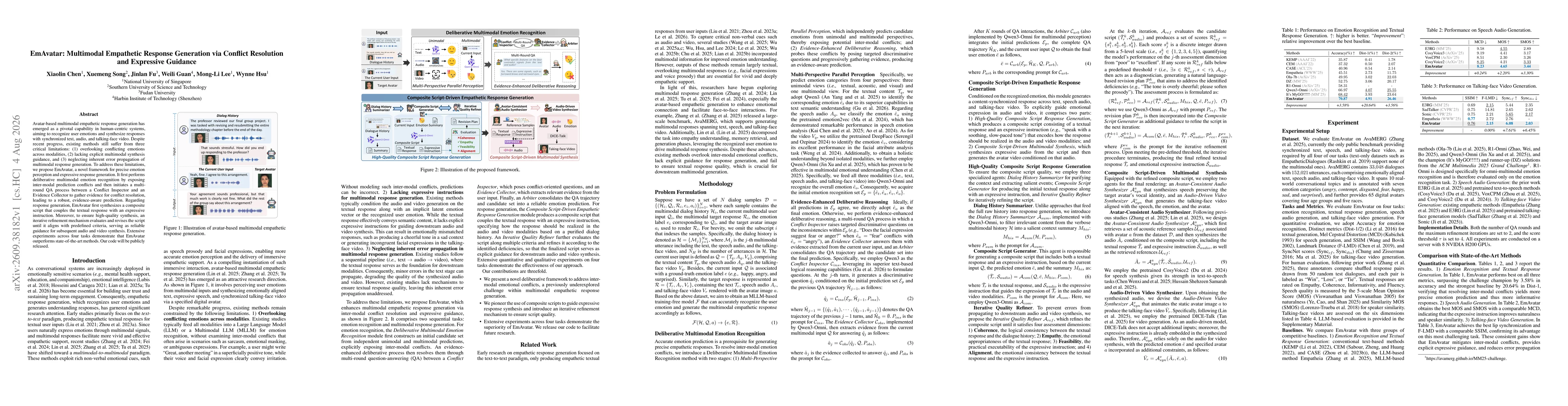 Thumbnail for EmAvatar: Multimodal Empathetic Response Generation via Conflict Resolution and Expressive Guidance