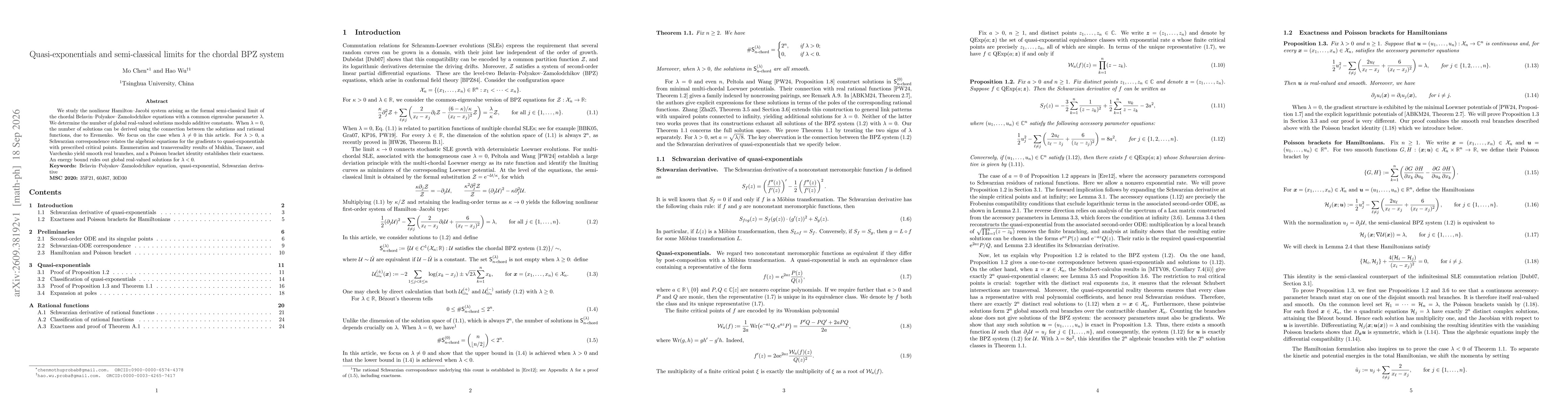 Thumbnail for Quasi-exponentials and semi-classical limits for the chordal BPZ system