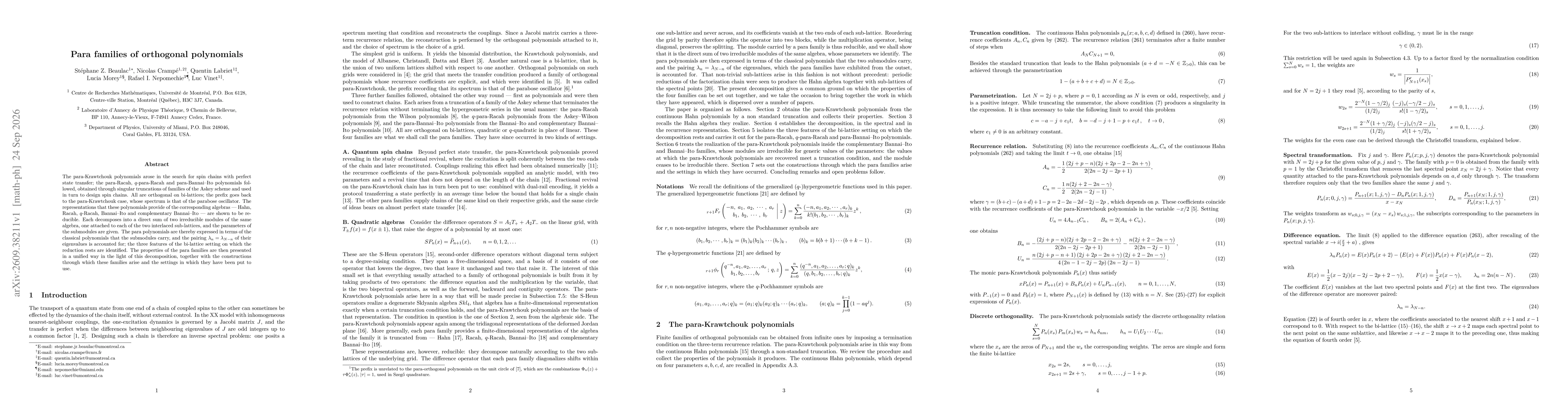 Thumbnail for Para families of orthogonal polynomials