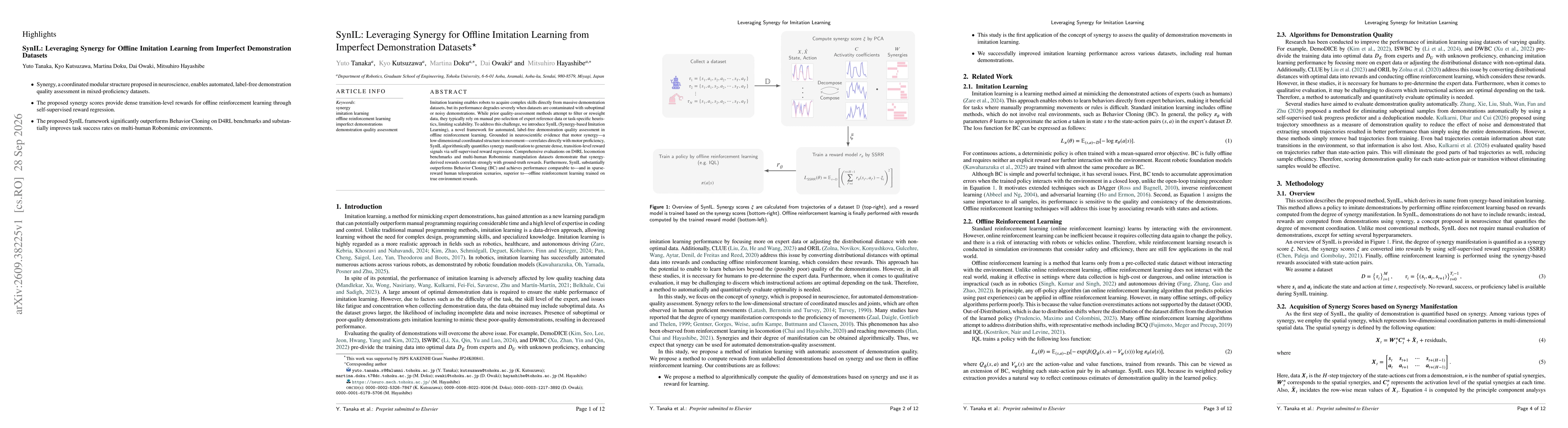 Thumbnail for SynIL: Leveraging Synergy for Offline Imitation Learning from Imperfect Demonstration Datasets