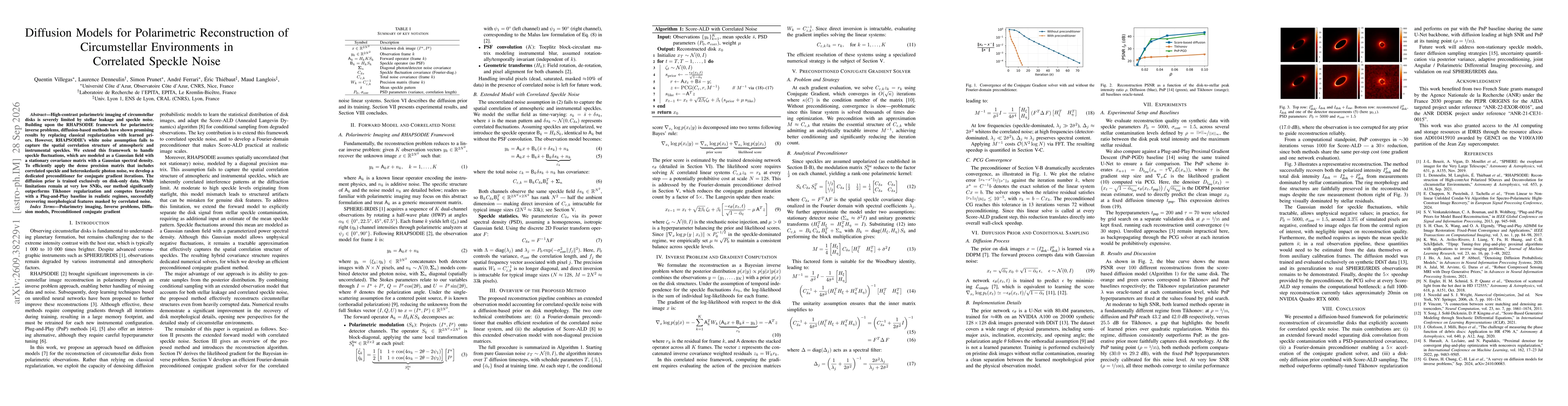 Thumbnail for Diffusion Models for Polarimetric Reconstruction of Circumstellar Environments in Correlated Speckle Noise
