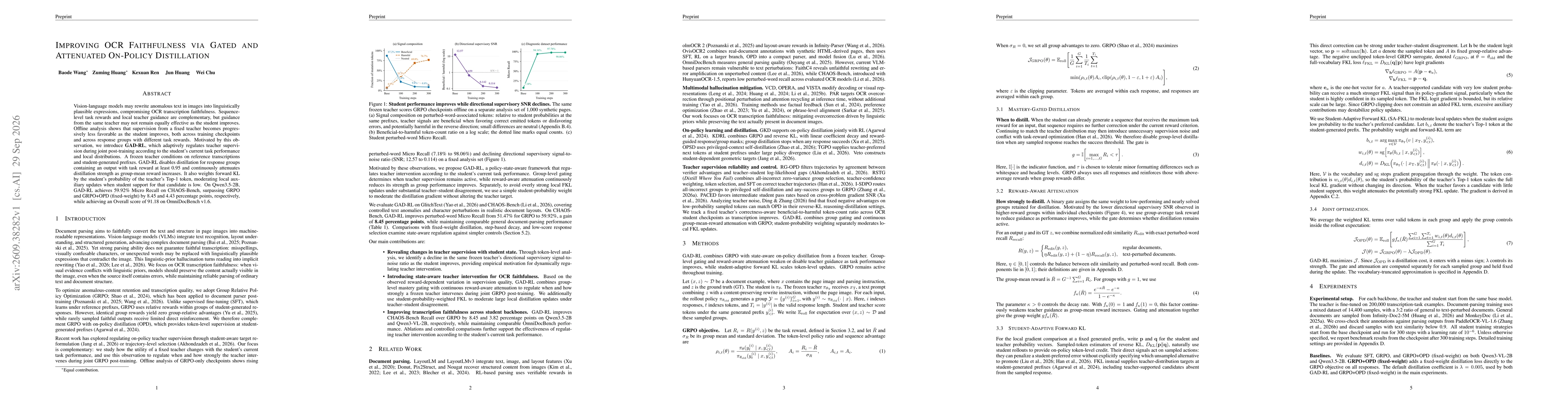 Thumbnail for Improving OCR Faithfulness via Gated and Attenuated On-Policy Distillation