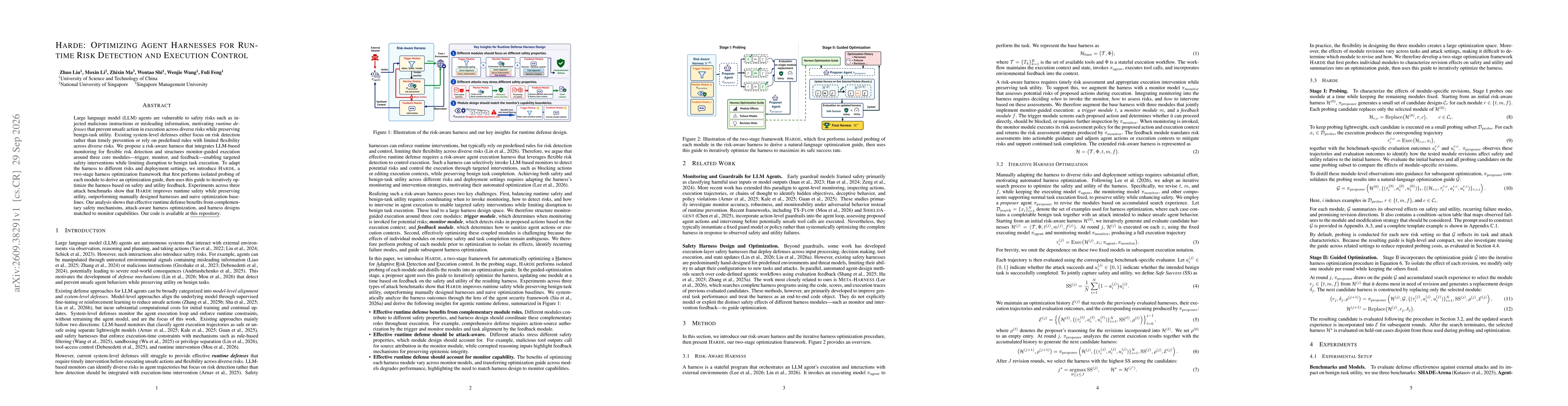Thumbnail for HARDE: Optimizing Agent Harnesses for Runtime Risk Detection and Execution Control