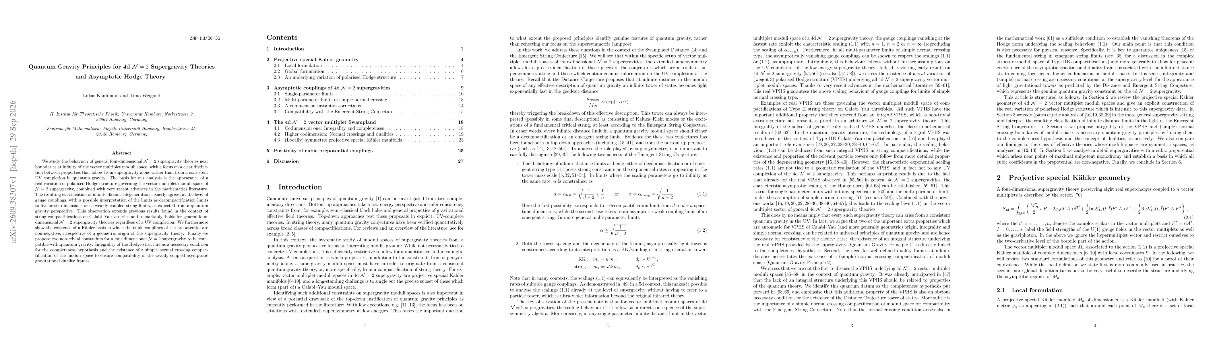 Thumbnail for Quantum Gravity Principles for 4d $\mathcal{N}=2$ Supergravity Theories and Asymptotic Hodge Theory