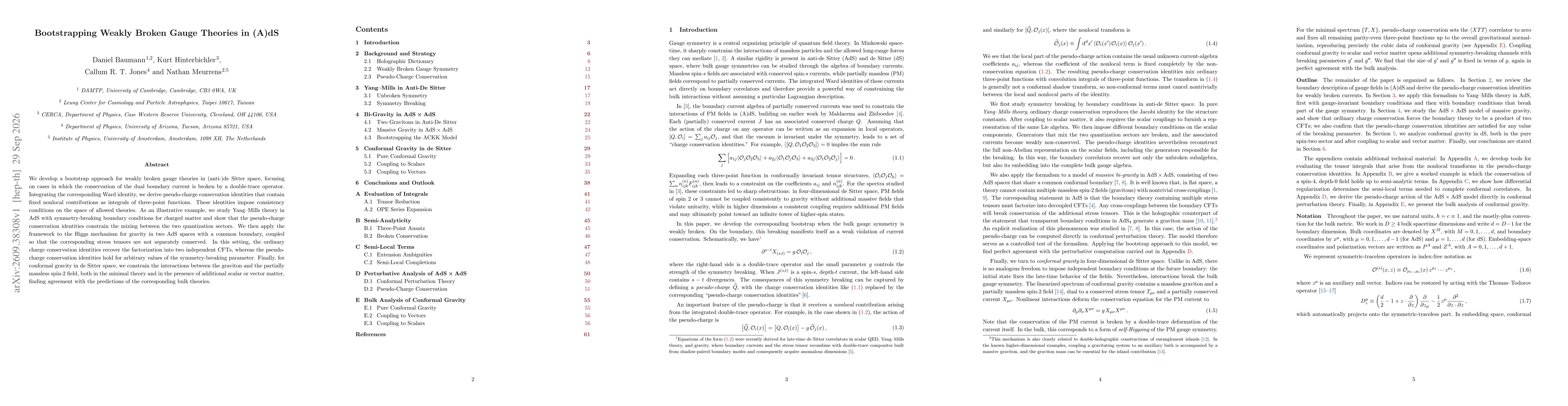 Thumbnail for Bootstrapping Weakly Broken Gauge Theories in (A)dS