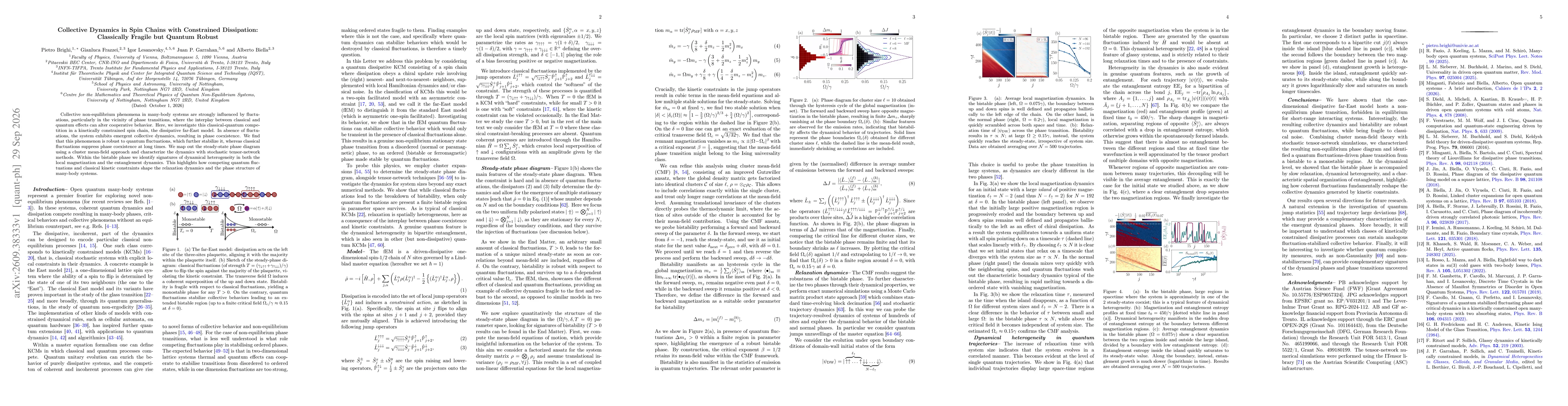 Thumbnail for Collective Dynamics in Spin Chains with Constrained Dissipation: Classically Fragile but Quantum Robust