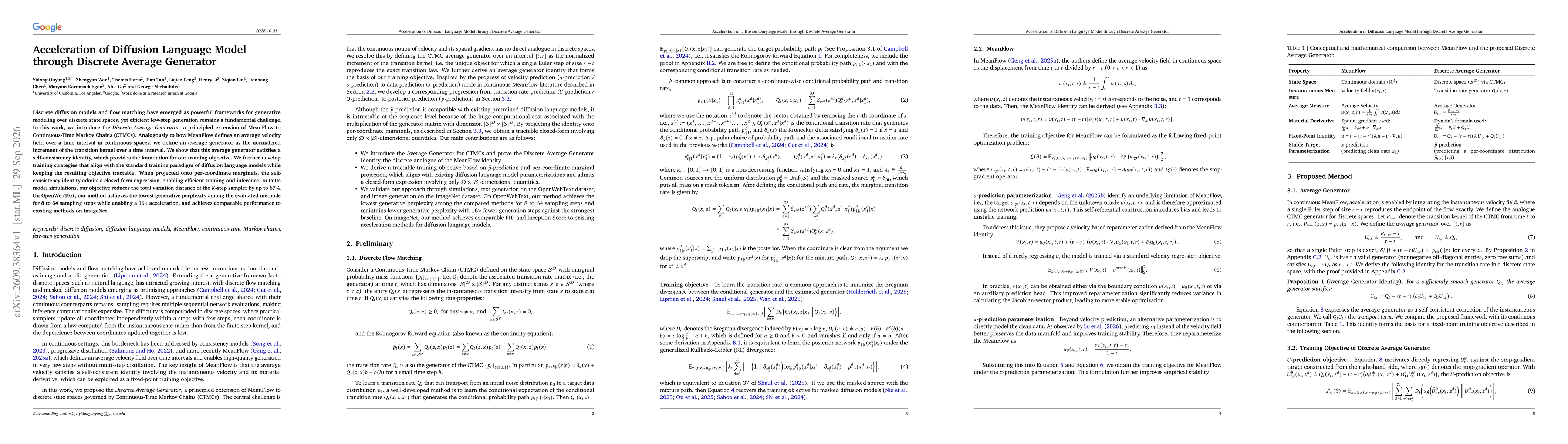 Thumbnail for Acceleration of Diffusion Language Model through Discrete Average Generator
