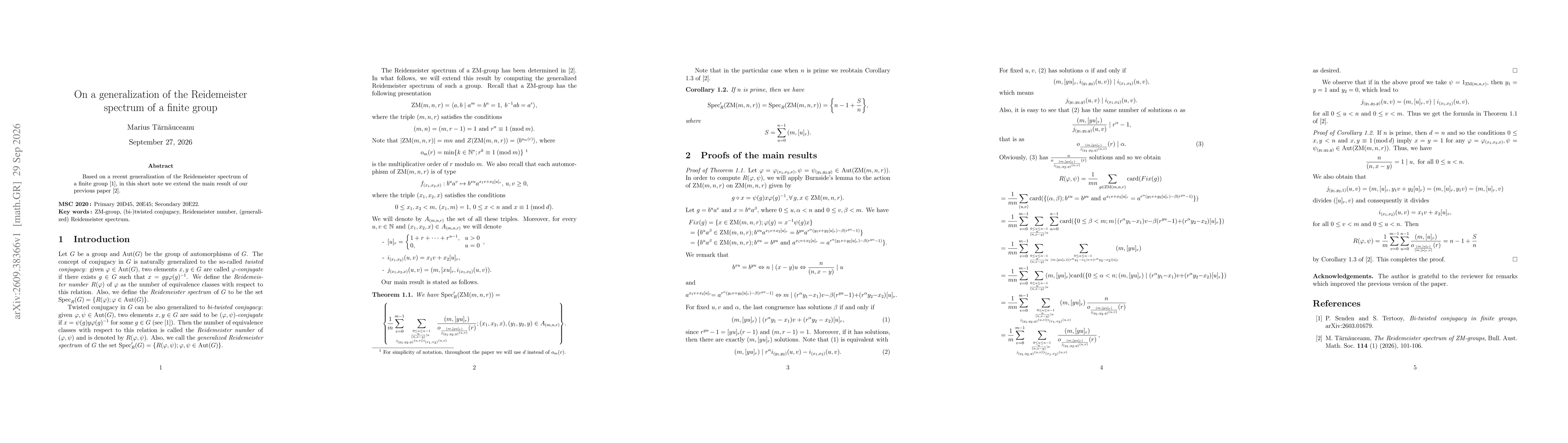 Thumbnail for On a generalization of the Reidemeister spectrum of a finite group