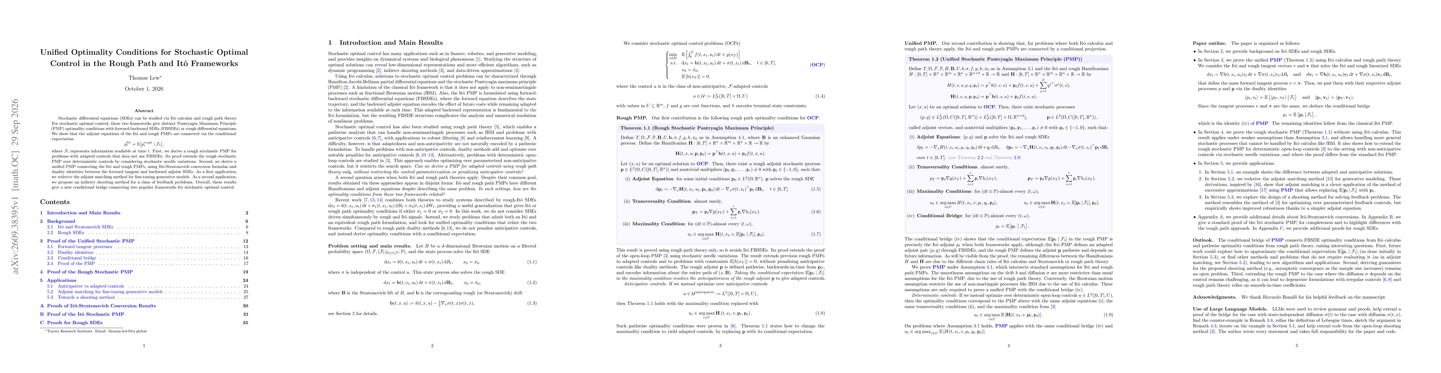 Thumbnail for Unified Optimality Conditions for Stochastic Optimal Control in the Rough Path and Itô Frameworks