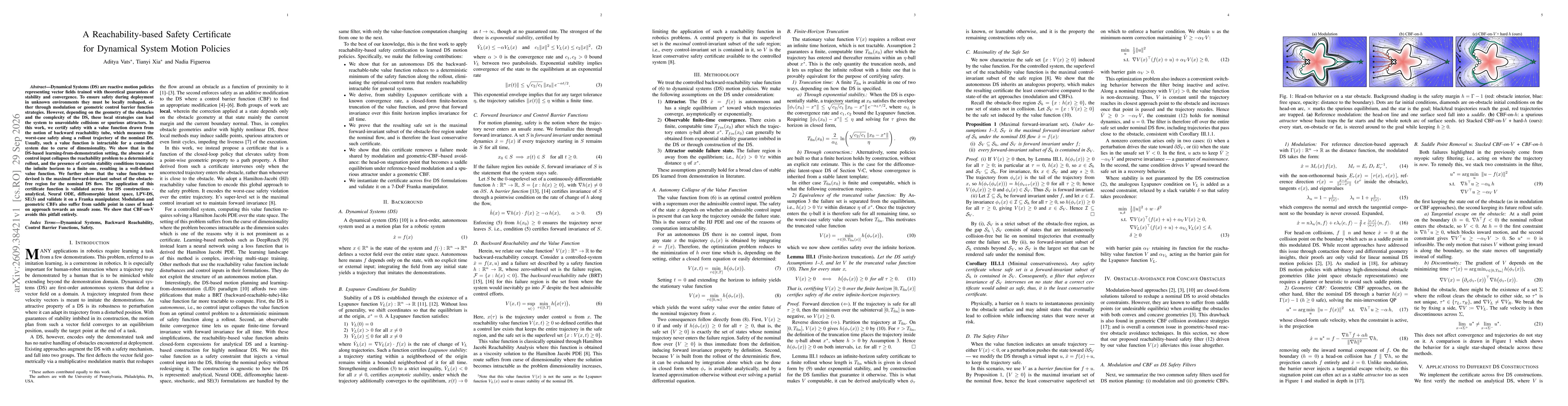 Thumbnail for A Reachability-based Safety Certificate for Dynamical System Motion Policies