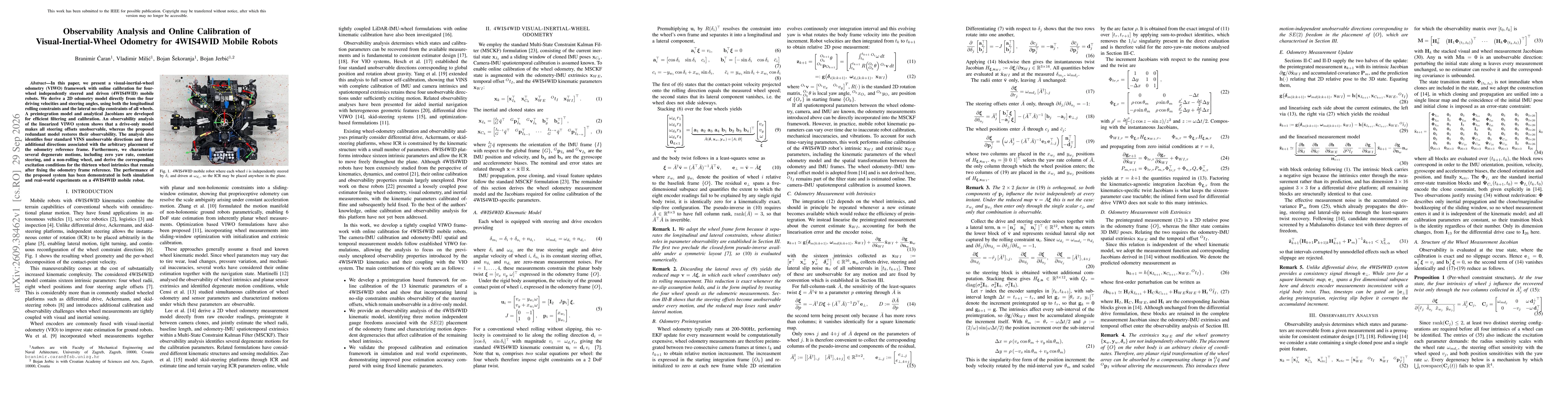Thumbnail for Observability Analysis and Online Calibration of Visual-Inertial-Wheel Odometry for 4WIS4WID Mobile Robots