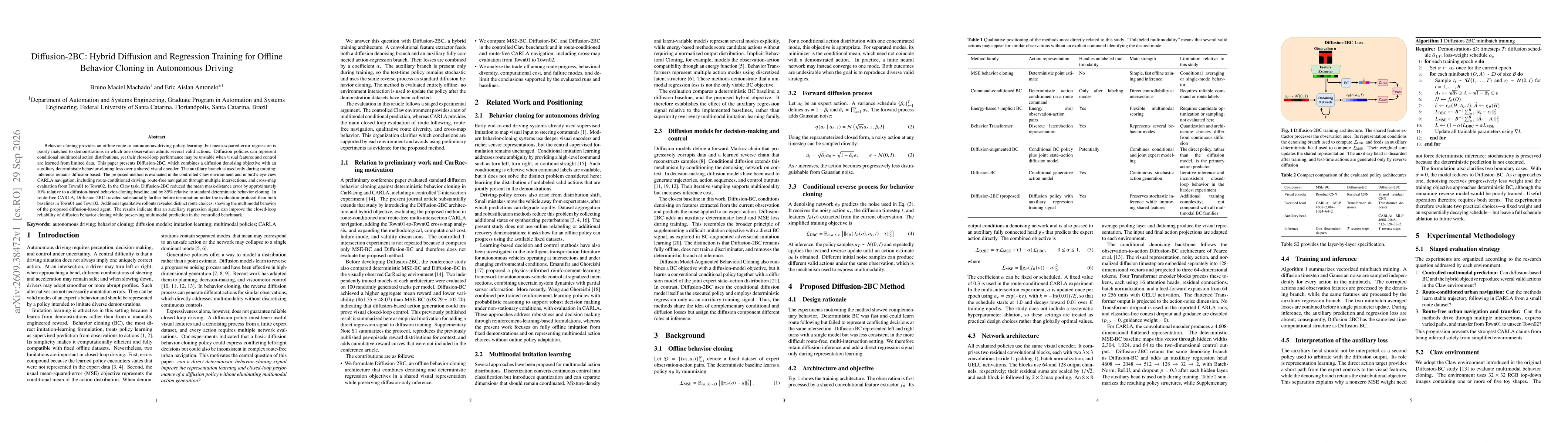 Thumbnail for Diffusion-2BC: Hybrid Diffusion and Regression Training for Offline Behavior Cloning in Autonomous Driving