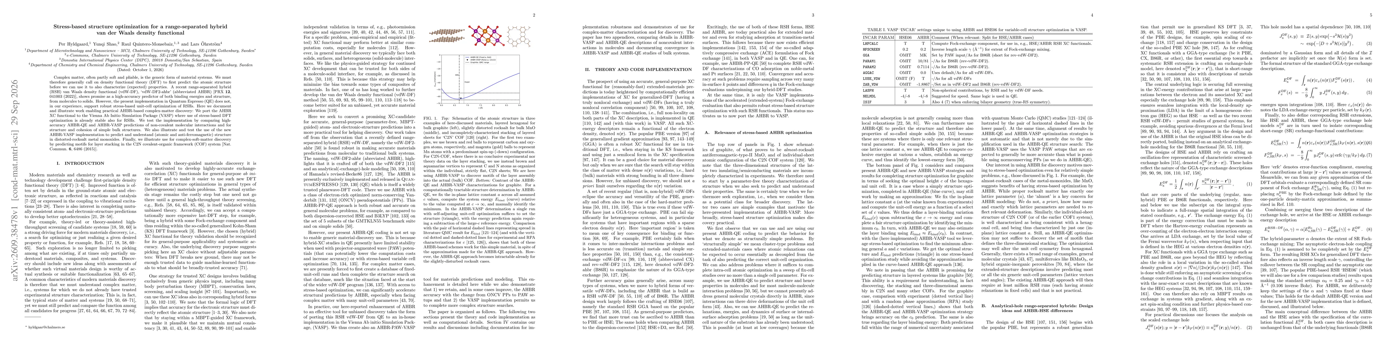 Thumbnail for Stress-based structure optimization for a range-separated hybrid van der Waals density functional