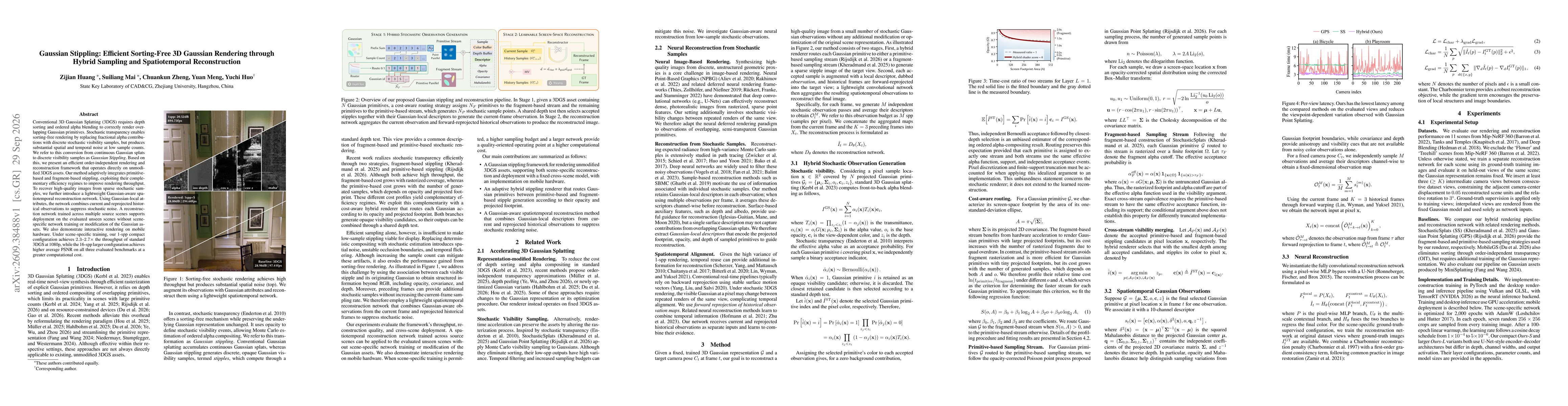 Thumbnail for Gaussian Stippling: Efficient Sorting-Free 3D Gaussian Rendering through Hybrid Sampling and Spatiotemporal Reconstruction
