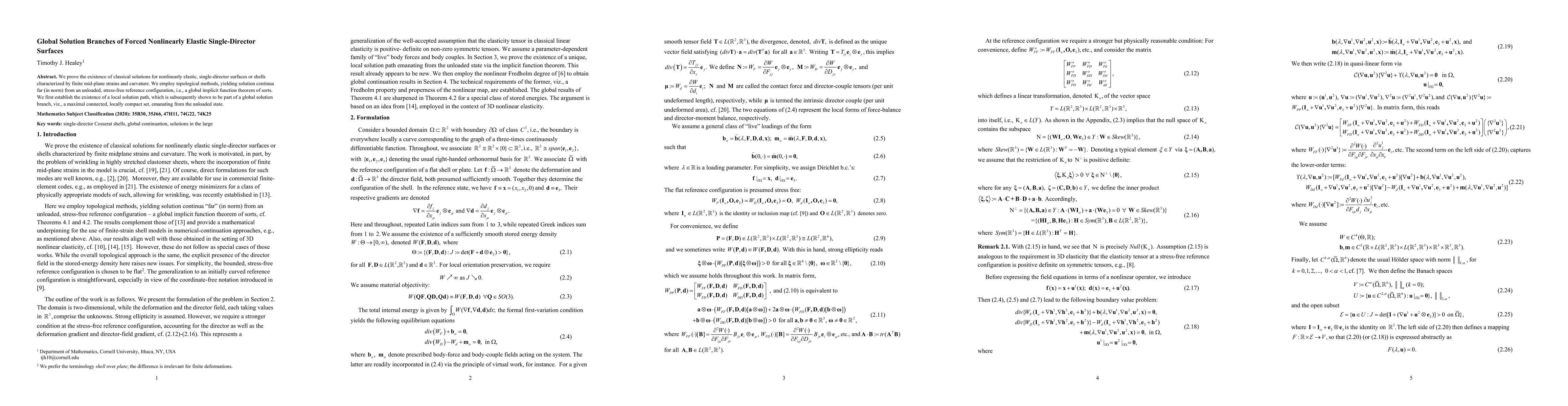 Thumbnail for Global Solution Branches of Forced Nonlinearly Elastic Single-Director Surfaces